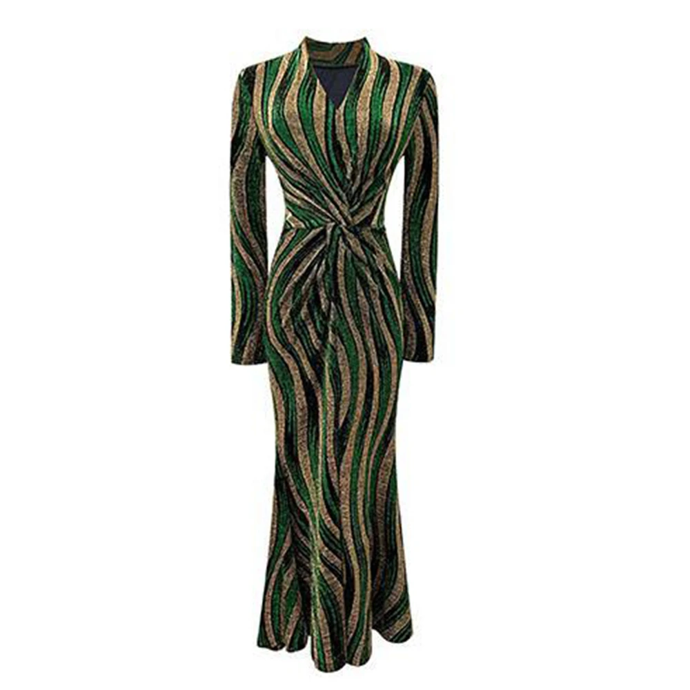 

Женское длинное платье-русалка, облегающее вечернее платье с V-образным вырезом, весна-осень 2022