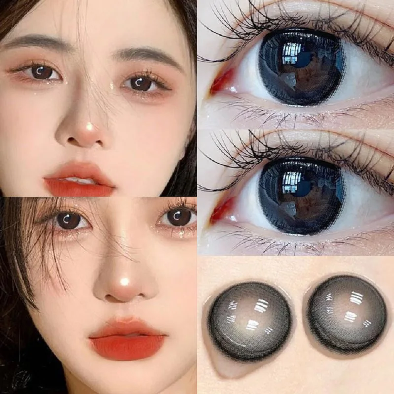

Ksseye 2pcs Colored Lenses Natural Pupils Contact Lense with Diopters 14.5mm Large Diameter Lens for Eyes Beauty Comestic Yearly