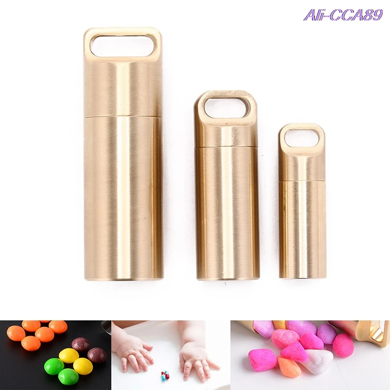 

1PC Brass Seal Cabin Survival Waterproof Medicine Pill Drug Cases Outdoor Camping EDC Sealed Multifunctional Pendant