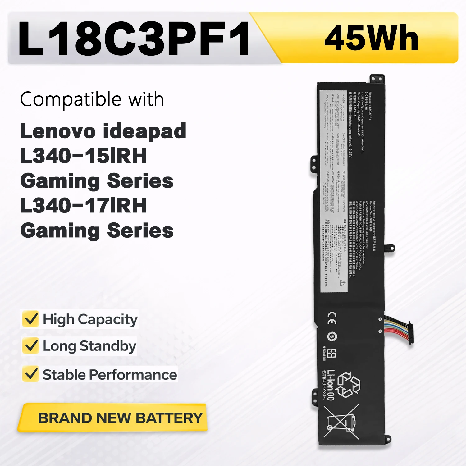 Фото Аккумулятор PowerHub L18C3PF1 L18M3PF1 для ноутбуков Lenovo Ideapad L340-15IRH L340-17IRH Gaming Series 5B10T04975 11.52V 45Wh №1