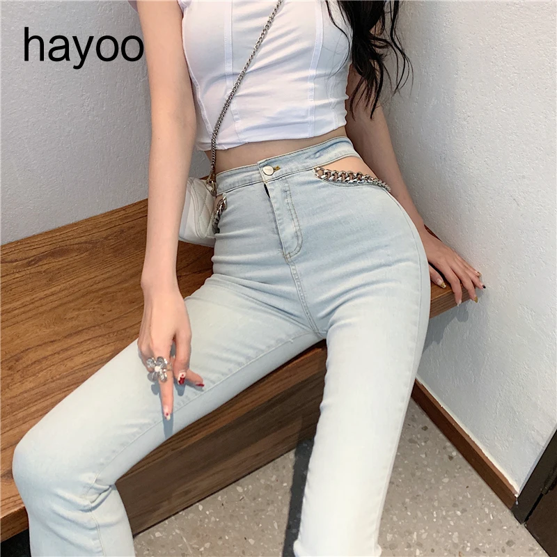 Black chain side hollow out low waist 