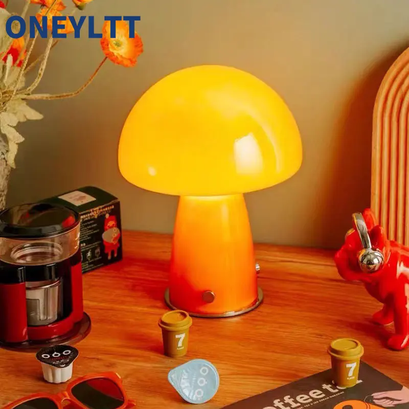

Mushroom Table Lamp Atmosphere Bedside Decoration Bedroom Children's Room Glass Decoration Table Lamp Wholesale Room Decor