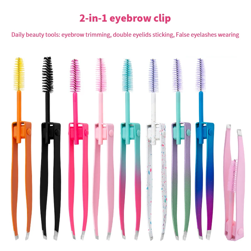 

Stainless Steel Brush Eyebrow Clipper Brush Oblique Mouth Tweezers Eyebrow Trimming And Plucking Hair And Beard Beauty Tools