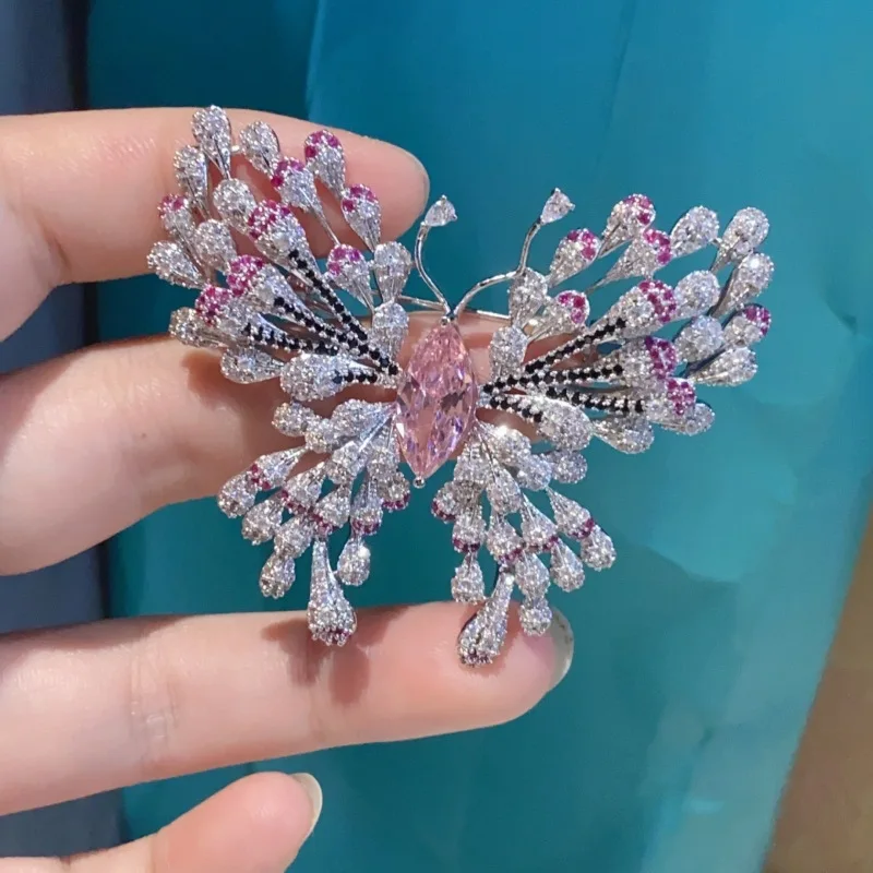 

Elegant Classical Big Pink Butterfly Brooches For Women Vintage luxury Brooch Pins Coat Fashion Jewelry Accessories