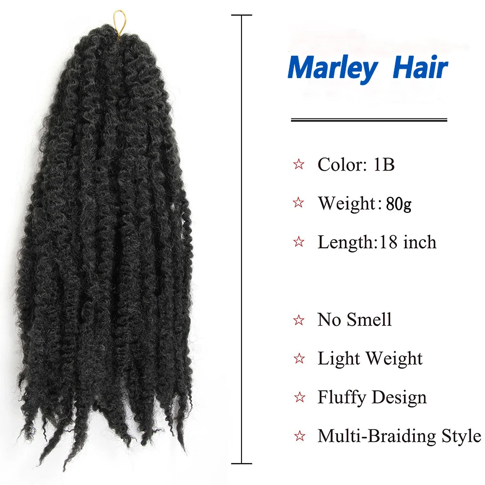 Synthetic Marley Braiding Hair Twists Afro Kinky Crochet Braids 18 Inch Extension For Black Women SOKU |