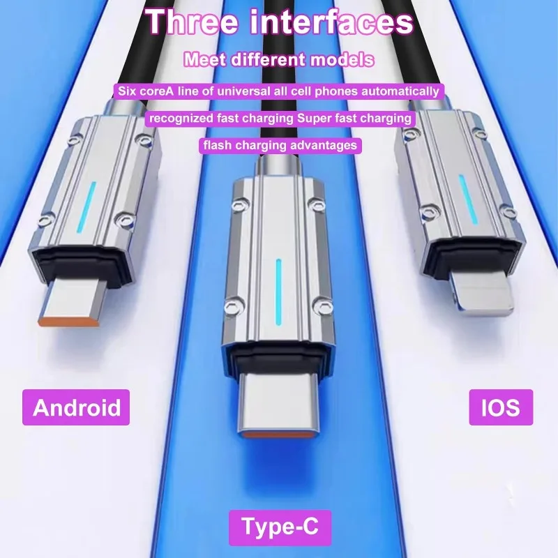 AEVYVKV 5-в-1 USB-C к Micro USB/Lightning Кабель для быстрой зарядки 120 Вт 4 фута Универсальный