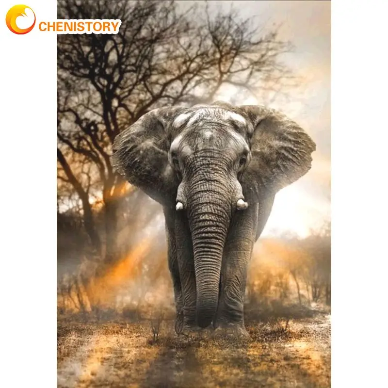 

CHENISTORY Full Square Diamond Painting Elephant Cross Stitch Mosaic Diamond Embroidery Animals 5D DIY Home Decor Gift