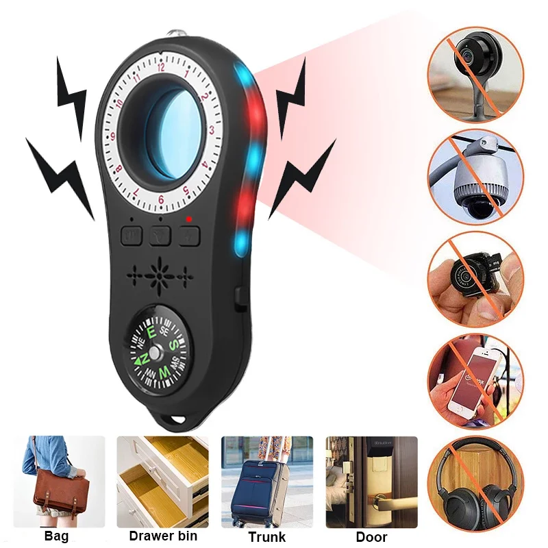 

S100 Anti-Theft Alarm Travel Hotel Toilet Bathroom Anti-Candid Infrared Scanner LED Flashlight Anti-Monitoring Wireless Detector