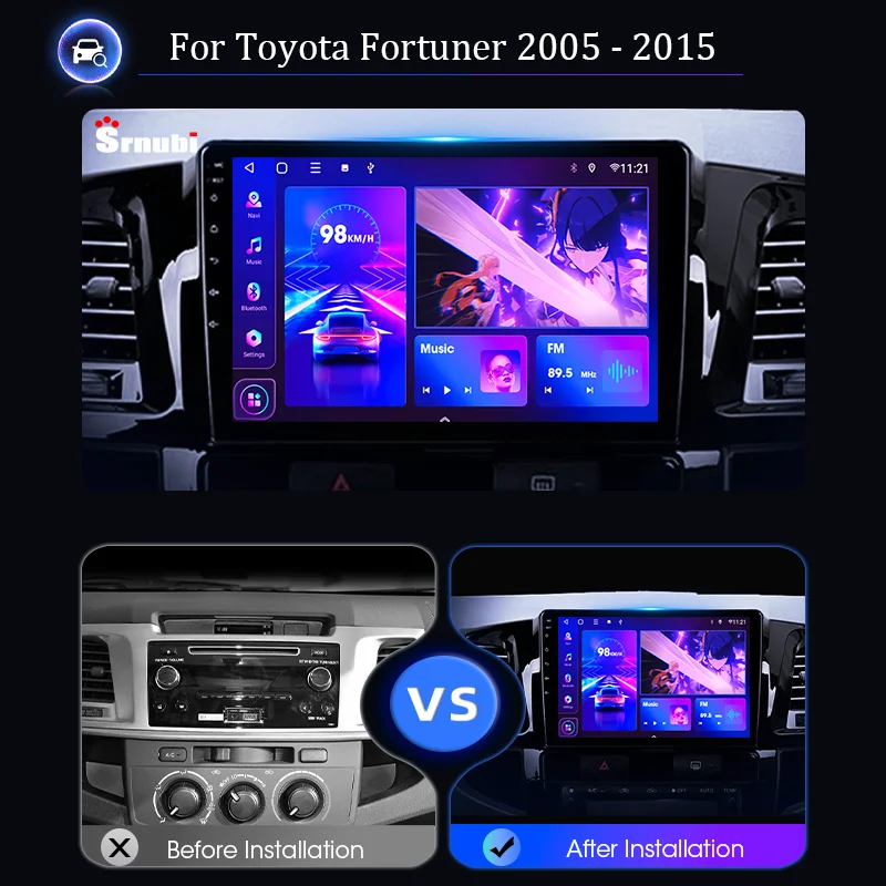 

Автомагнитола на Android 11 для Toyota Fortuner 1 Hilux Revo Vigo 2007 - 2015 мультимедийный плеер 2 Din Carplay стерео RDS GPS DVD
