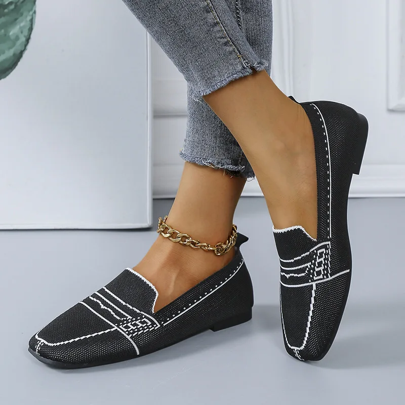 

Women Flat Pump Shoes 2022 Spring Ladies Flying Woven Shallow Slip-on Single Shoes Women Casual Lazy Peas Shoes Women Shoes