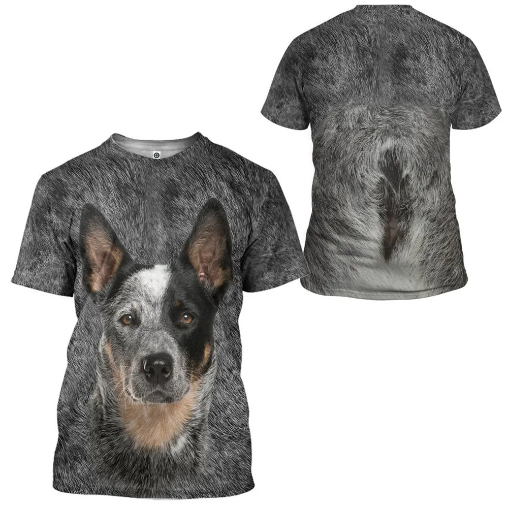 HX Animals Men's T-shirts Australian Cattle Dog Front Back 3D