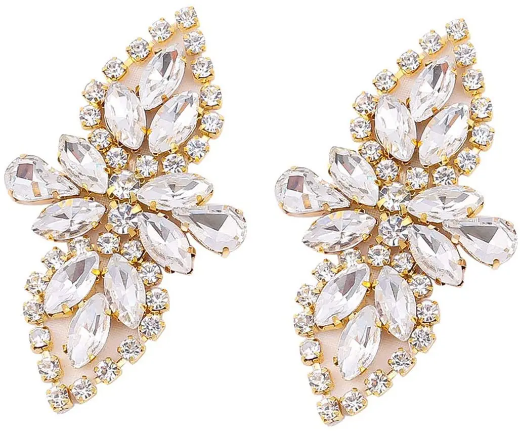 

Free Shipping Wholesale 20pcs/lot Rhinestone Applique for Wedding Gown Bridal Sash Evening Wear Rhinestone Patch WZY009