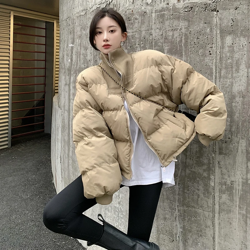 

A Long-sleeved tops women's loose spring new hatless tops short coats cotton clothes winter