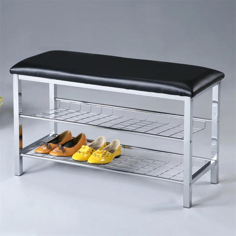 

Верстак для обуви для прихожей, 2-уровневый прочный обувной стеллаж, органайзер и подогреватель для прихожей с обивкой из искусственной кож...