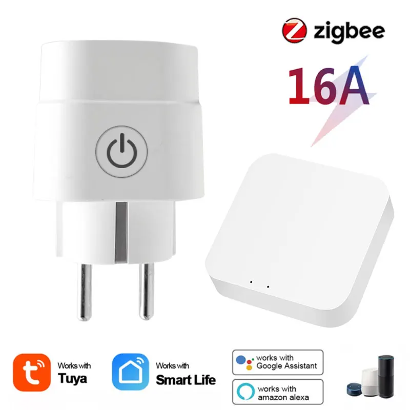 

Tuya EU Wifi Smart Socket Plug 16A Outlet Power Monitor Timing Function Plug Compatible With Alexa Google Home Smart Life App