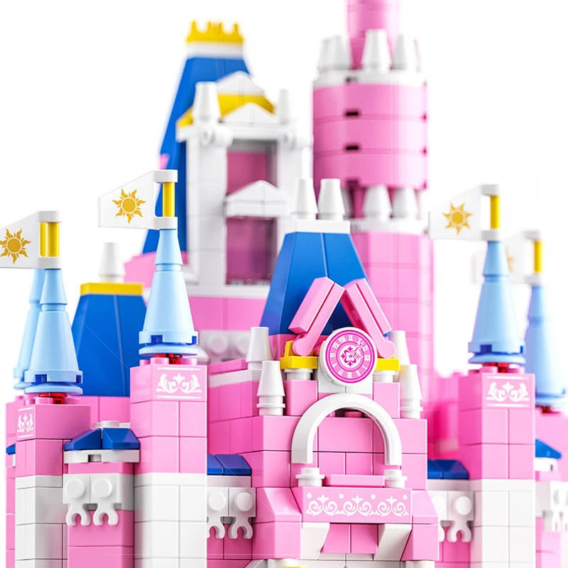 1000 Pcs Pink City Friends Ice Cream Truck Street View Car House Building Blocks Castle Bricks Toys For Children Girls Gifts images - 6