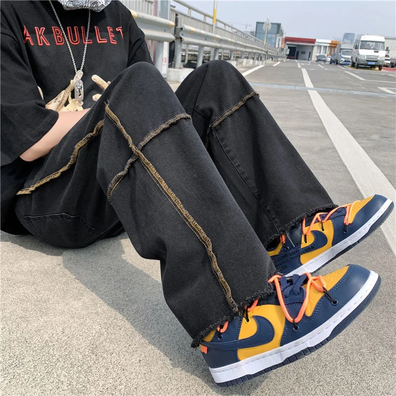 Summer 3 Colors Baggy Jeans Men Fashion Casual Wide Leg Jeans Men Streetwear Loose Hip Hop Straight Denim Pants Mens Trousers