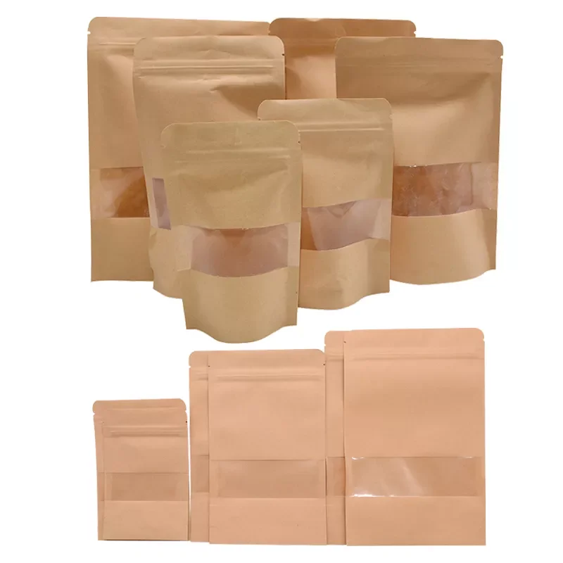 

New in 2022 small gift bags paper kraft paper candies bags with Zip Lock Wedding Birthday Party Kids Favors Cookies Packing Supp