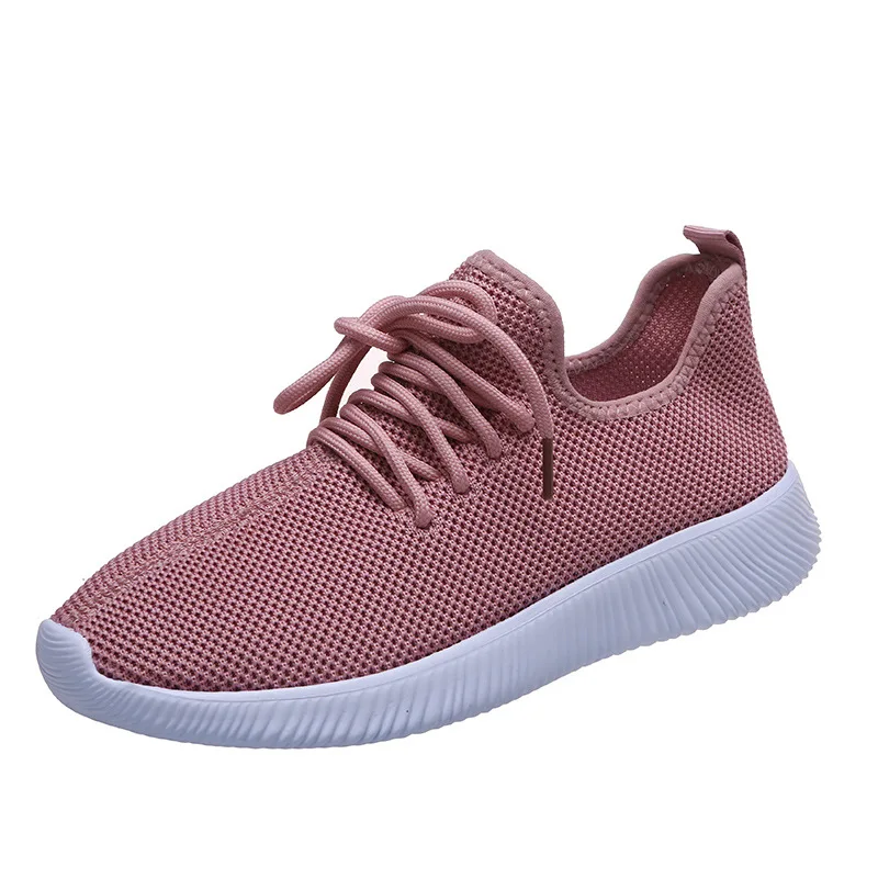 Round Toe Flat Vulcanizeds Shoes Women Breathable Mesh Lace-up Casual Shoes Outdoor Sports Shoes 2022 New Summer Women's Shoes