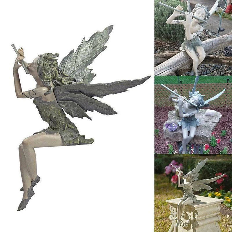 

Turek Sitting Flower Fairy Garden Statue Outdoor Ornament Patio Sculpture Decor Resin Craft Decoration For Gift