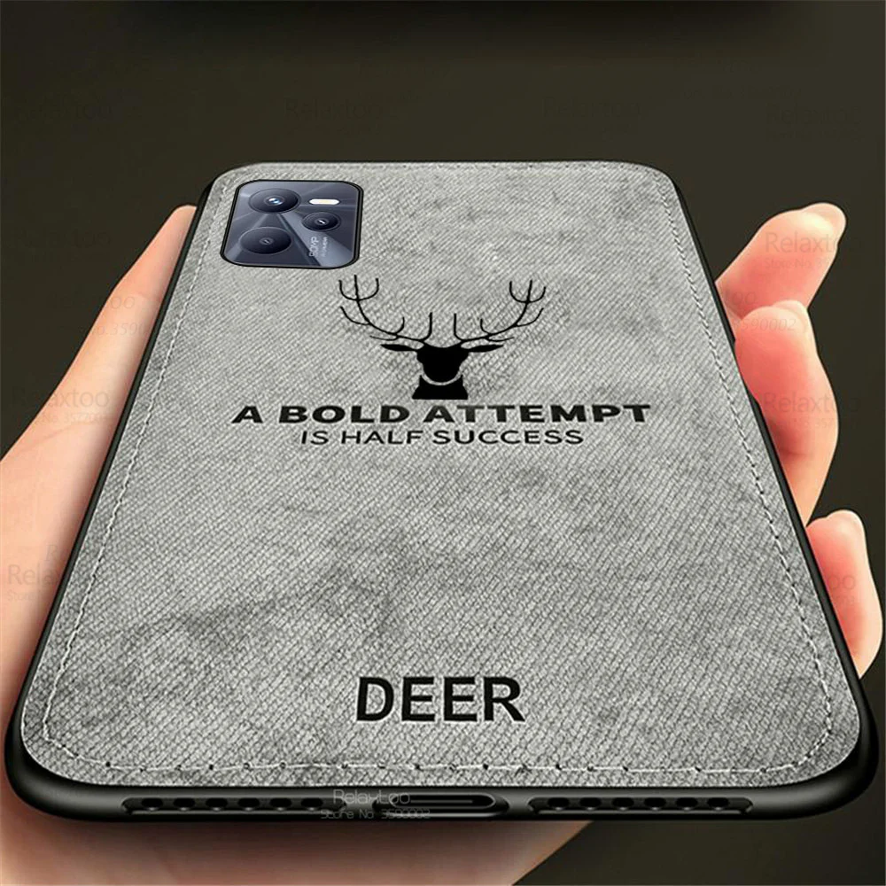 

For Realme C35 Case 3D Derr Pattern Cloth Fabric Back Cover On RealmeC35 Realmi Realmy C 35 6.6" RMX3511 Silicone Protect Fundas