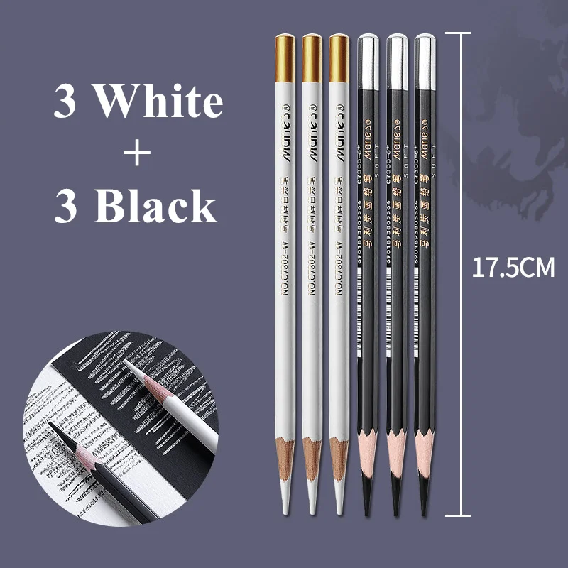 

Черно-белые стандартные карандаши из дерева 6 шт.