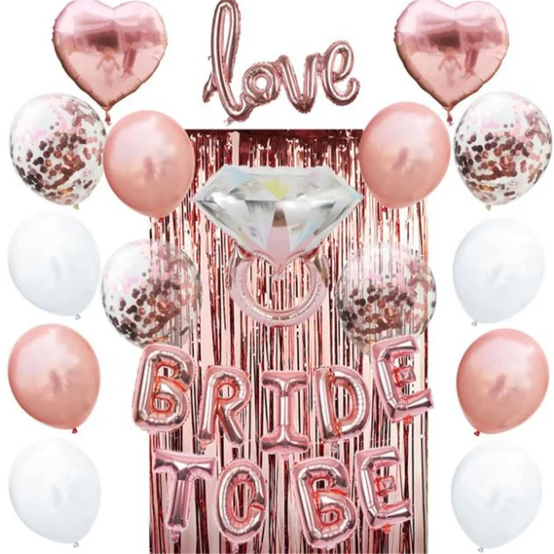 

Rose Gold Bride To Be Bridal Bachelorette Party Decoration Balloon Wedding Pre-wedding Party Rain Silk Background Props