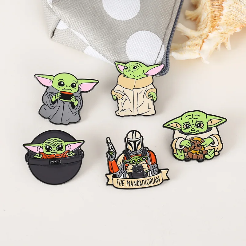 

Cartoon Surrounding Baby Grogu Brooch Metal Badge Personality Creative Decoration Pins Clothes Bag Accessories