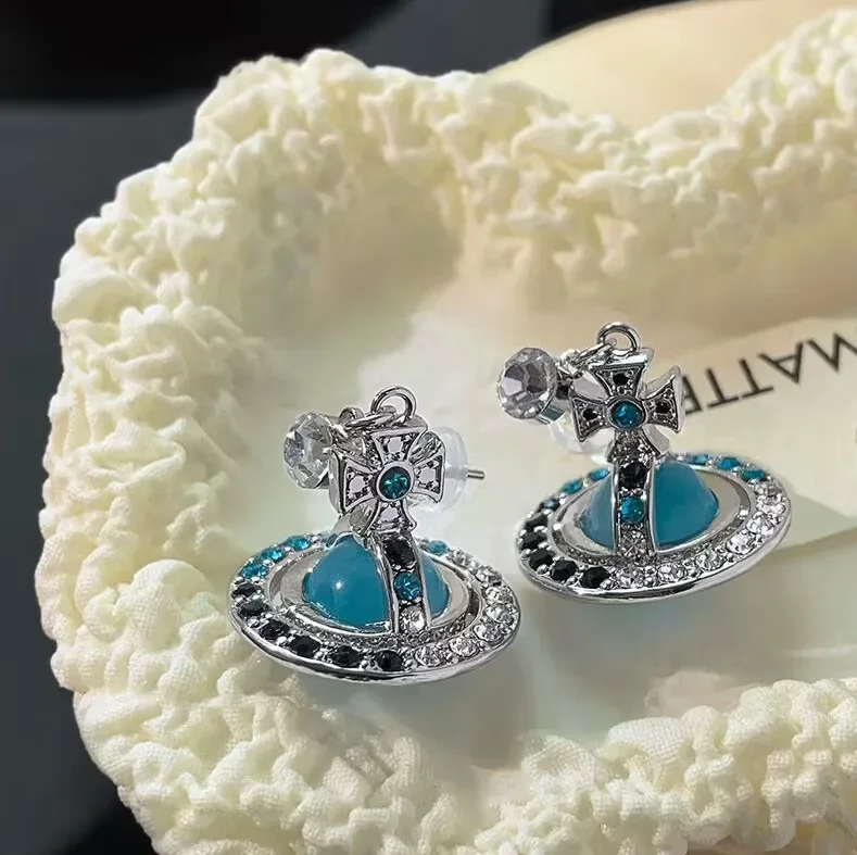 Супер блестящие серьги Сладкий Сатурн ожерелье нишевое легкое роскошное простое