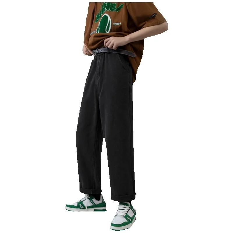 M-5XL Plus Size Jeans Men's Fashion Casual Blue/Black Jeans Men Streetwear Hip Hop Loose Straight Denim Pants Mens Trousers