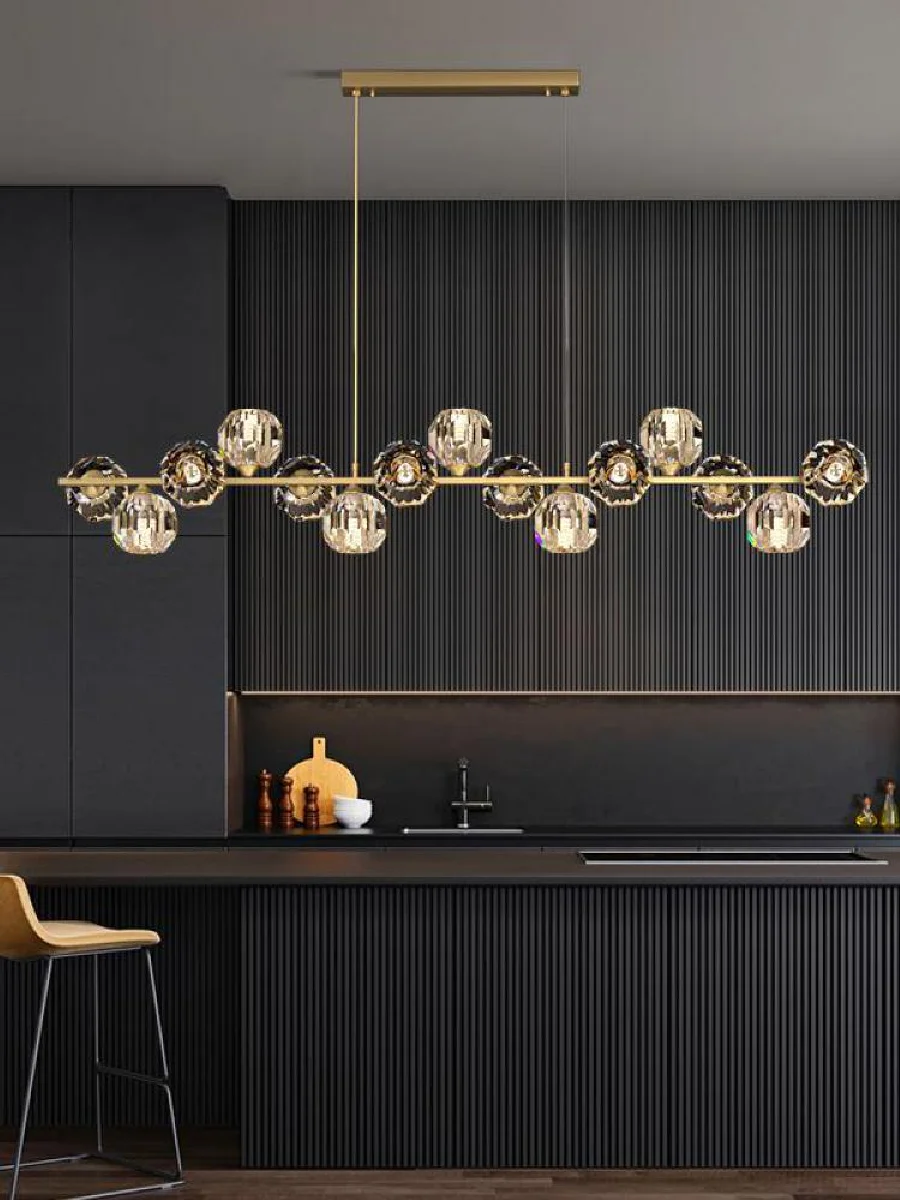 

Nordic Stylist Gold Copper Led Chandeliers Luxury Crystal Lampshade Lighting For Dining Room Mall Cloth Store Art Hanging Lamp