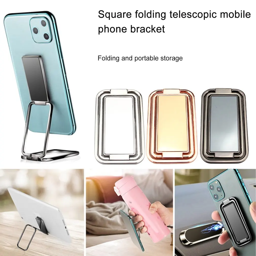 

Universal Ultra-thin Fold Lift Gold Silver Back-Mounted Mobile Phone Ring Bracket Metal Desktop Desk Magnetic Stand Holder