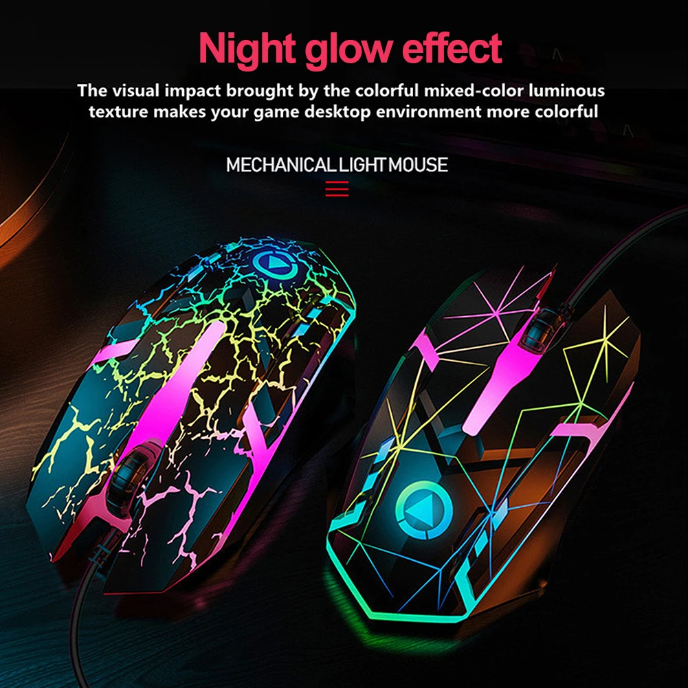 

1200DPI USB Wired Gaming Mouse Optical Computer Mouse for PC Laptop 3 Keys Ergonomic Mice Led Light Night Glow Mechanical Mouse