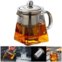 tea set glass teapot 950 ml tea pots for one with heat resistant stainless steel infuser perfect for tea and coffee office sets