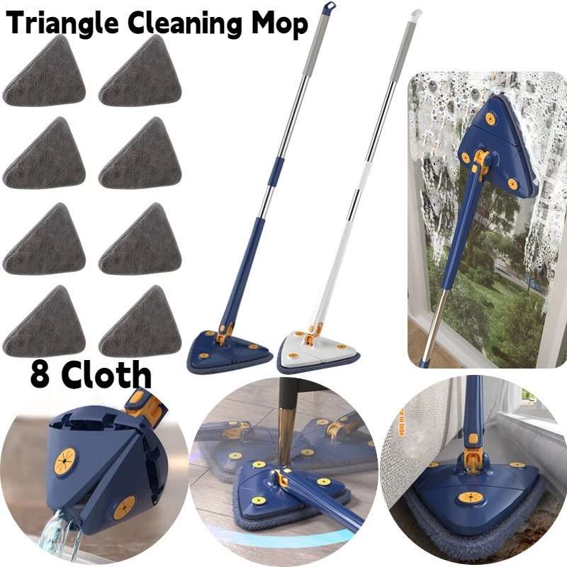 

Mop Brush Ceiling Wet Washer Tool Cleaning Floor Telescopic Cleaning Dry Mop Squeeze Clean Wall Triangle Self-draining Tile 360°