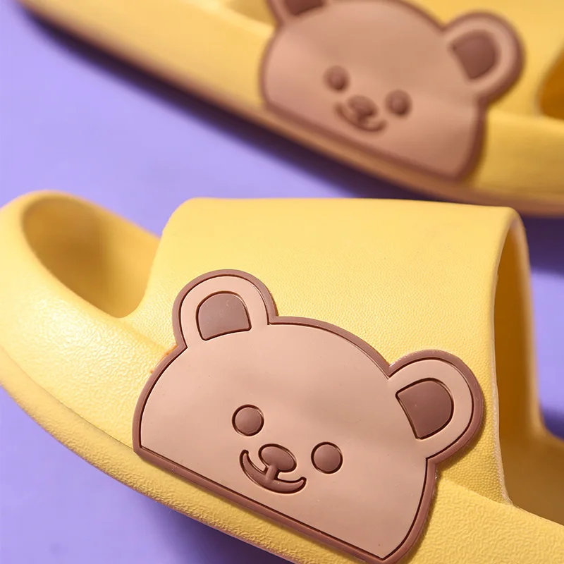 Comwarm Summer Bear Slippers For Women Home Bath Slippers  Cute Cartoon Soft Sole Cloud Slippers Men Outdoor Thick Beach Sandals