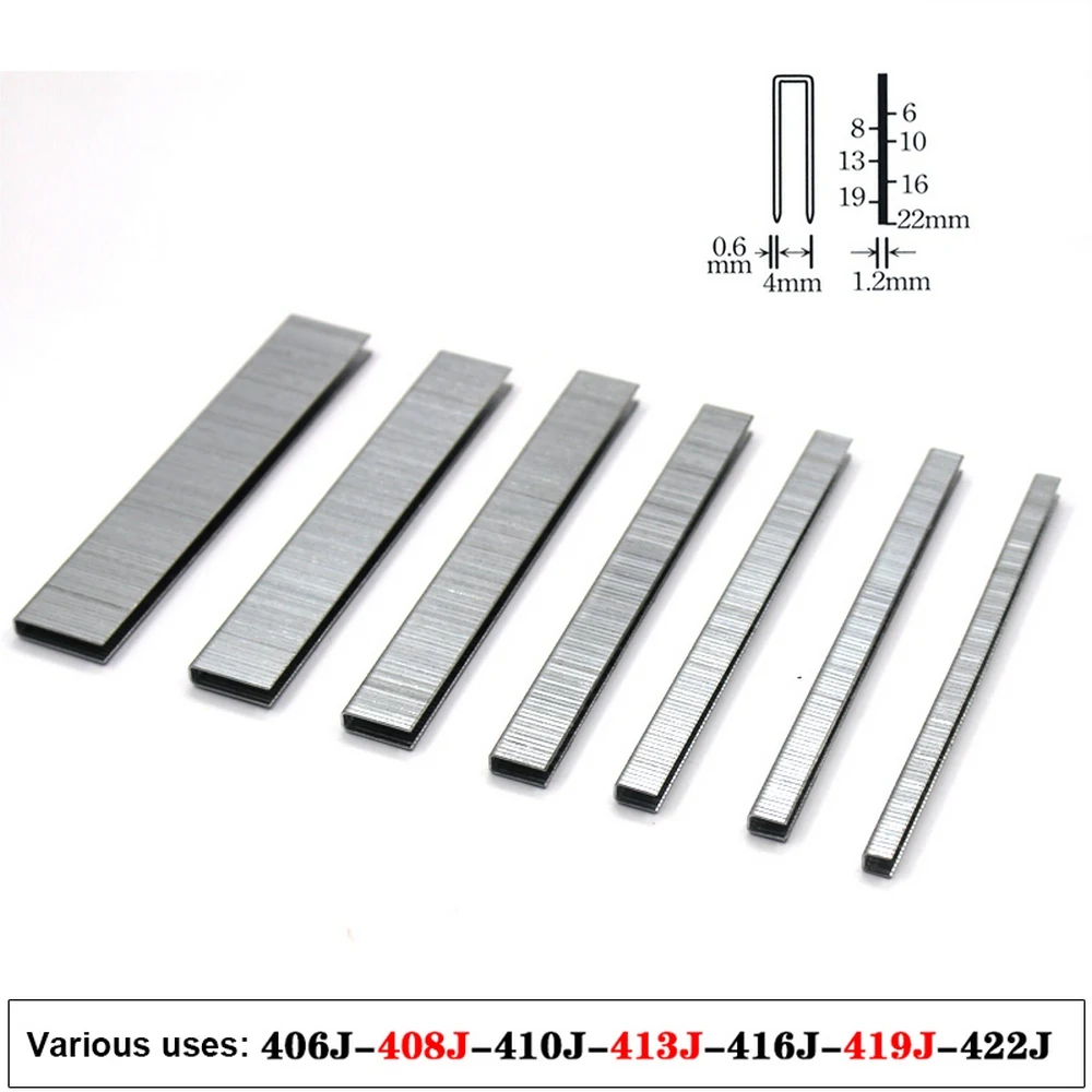 

5000PCS Pneumatic Nail Guns Staples 406J/408J/410J/413J/416J/419J/422J Nails Steel Nail 4mm DIY Woodworking Home Decoration