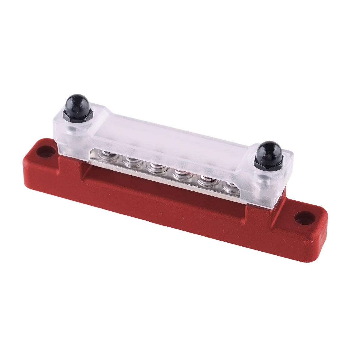 

Red RV Boat Single Row 6 Post Busbar Ground Rail Power Distribution Block With Cover 12V