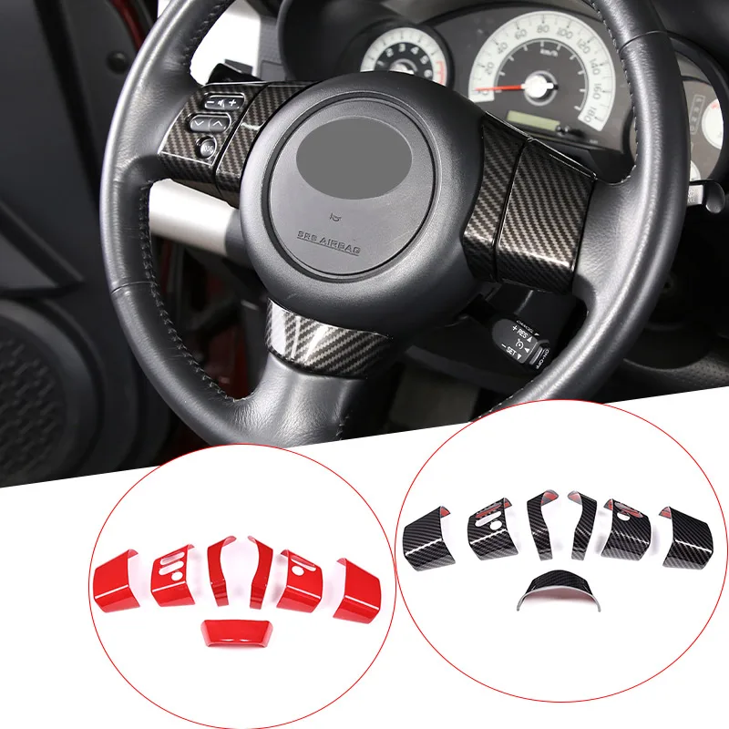 

ABS углеродное волокно/красная кнопка рулевого колеса автомобиля декоративная крышка Наклейка для Toyota FJ Cruiser 2007-2021 автомобильные аксессуары