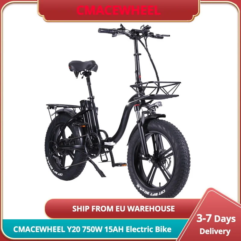

CMACEWHEEL Y20 Electric Moped Bike 20 x 4.0 Fat Tires Five Speeds 750W Motor 15AH Battery Smart Display 70-100km Range