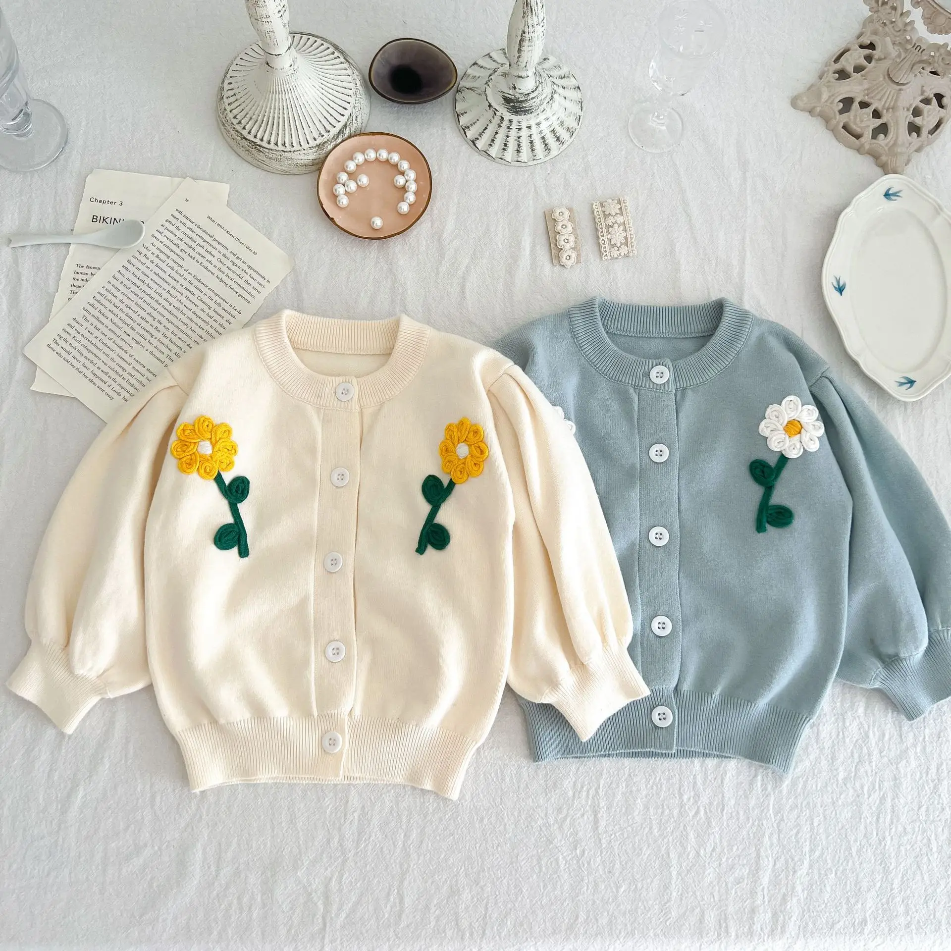 

2022 Autumn Winter New Kid Knitting Cardigan Flower Sweater Newborn Girl Long Sleeve Fashion Tops Boy Baby Cotton Jacket Clothes