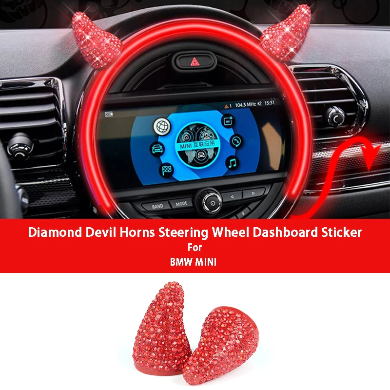 

3D Devil Horn Center Console Screen Decoration Sticker Tachometer Ornament Car Styling For BMW MINI Cooper Coutryman JCW Clubman