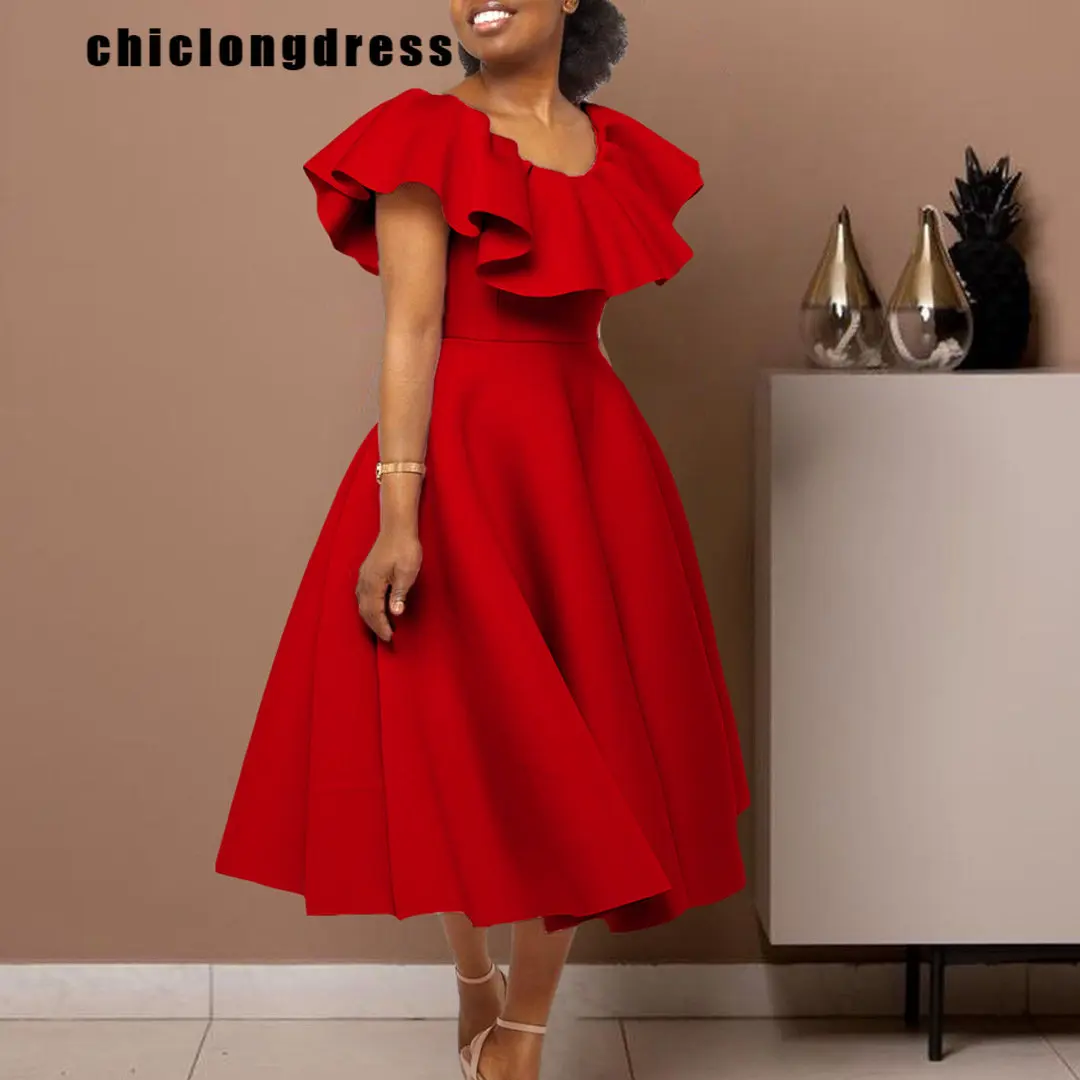 

Летнее модное элегантное женское платье трапециевидной формы с оборками и коротким рукавом