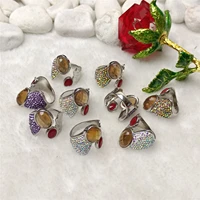 european and american style sudan stone dyed jade rhinestone electroplating ring ladies personality trend net red jewelry