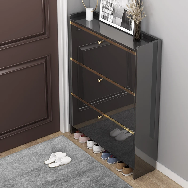 

Black Luxury Shoe Rack Dust Proof European Storage Organizer Shoe Cabinet Wooden Modern Range Chaussure Hallway Furniture