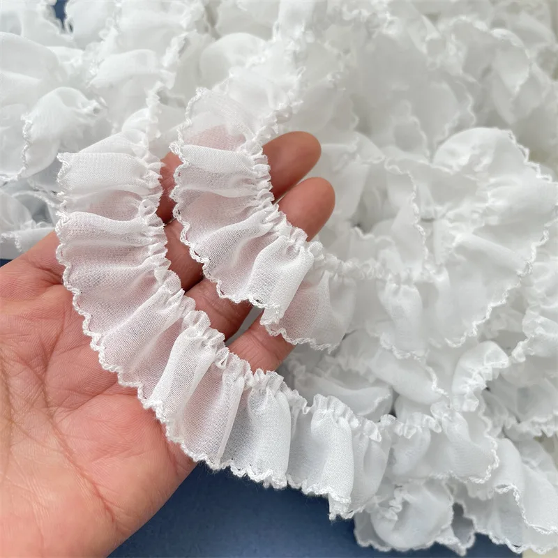 

White Pleated Lace Ribbons For Luolita Dress Cosplay Diy Crafts Supplies Clothing Sewing Embellishment Needlework Fabric 2yards