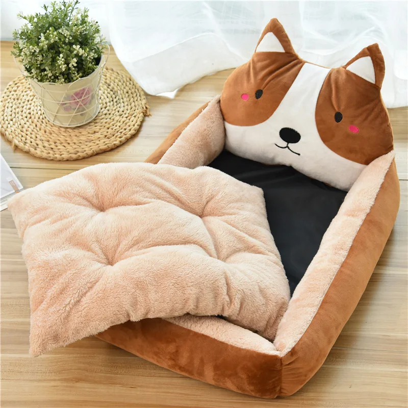 

Fluffy Kennel Cat Cushion Soft Sofa Winter Warm Sleeping Mat Pet Supplies Plush Cartoon Dog Bed