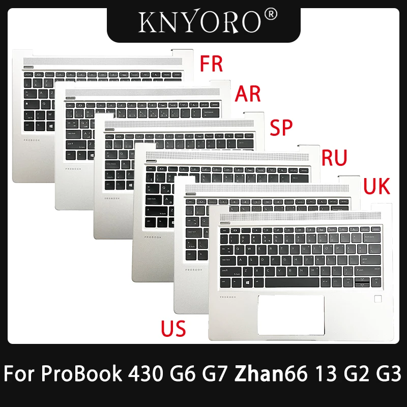 

New Original US/RU/SP Keyboard For HP Probook 430 G6 430 G7 ZHAN 66 13 G2 Top Cover Palmrest L44548-001 L44547-001 Sliver Case