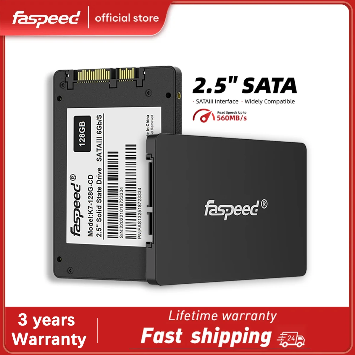 

SSD-накопитель Faspeed SATAIII, 128/256/512 ГБ, SATA 3, 1 ТБ