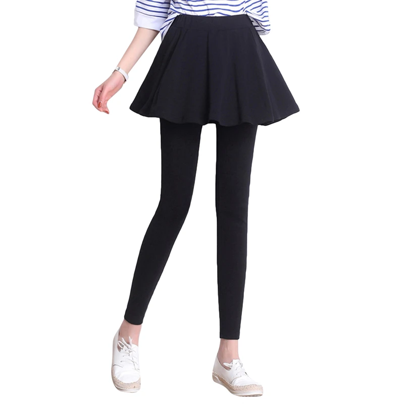 Women Autumn Winter Thicken Elastic Leggings Femme Slimming Fake Two Skirt Pants Thermal Legging For High Waist Stretch Tight